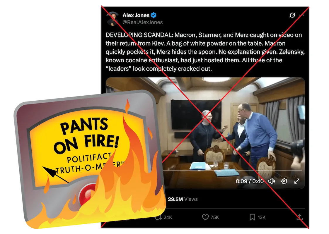 El reclamo de cocaína de Alex Jones sobre los líderes europeos se desmorona bajo escrutinio' width='1123' height='800' title=