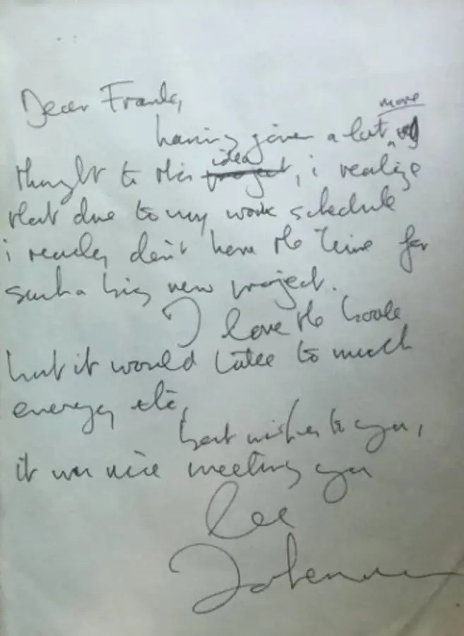The letter Francis Ford Coppola sent to John Lennon asking him to contribute