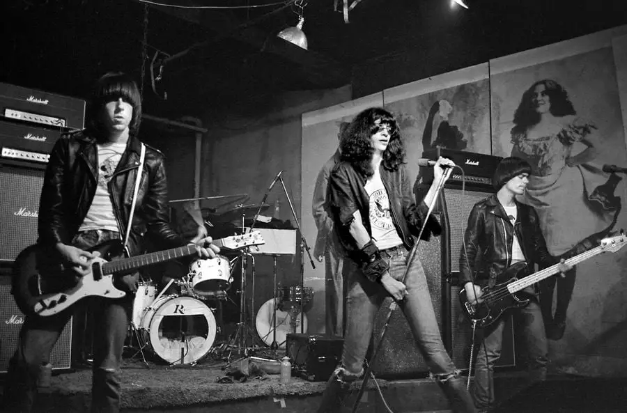 The Ramones: Johnny, Joey and Dee Dee Ramone onstage at CBGB