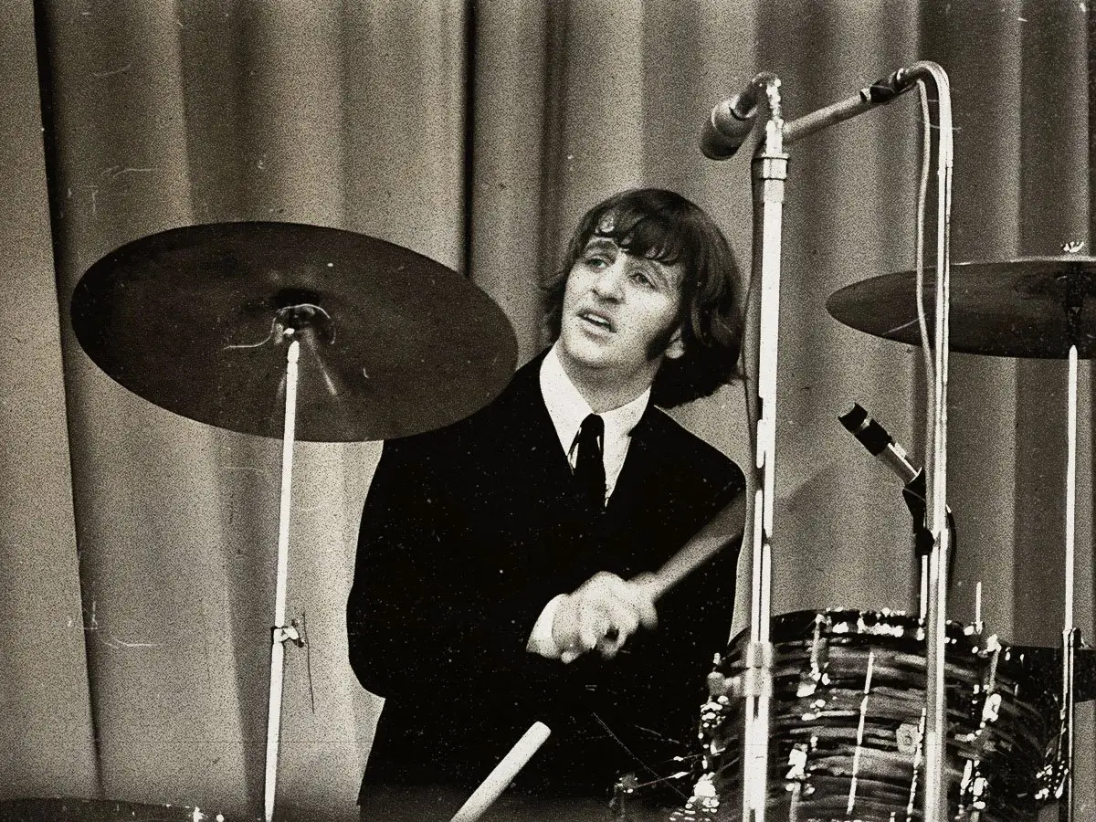 Ringo Starr performing with The Beatles at Palais Des Sports, Paris - 1965