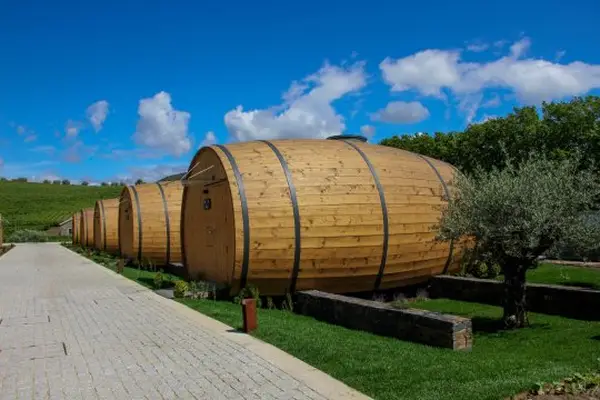 Sleeping inside a giant wine barrel in Portugal