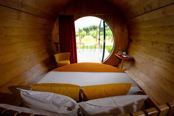 Sleeping inside a giant wine barrel in Portugal