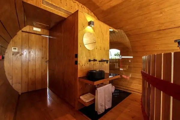 Sleeping inside a giant wine barrel in Portugal