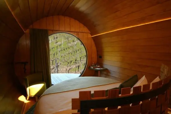 Sleeping inside a giant wine barrel in Portugal