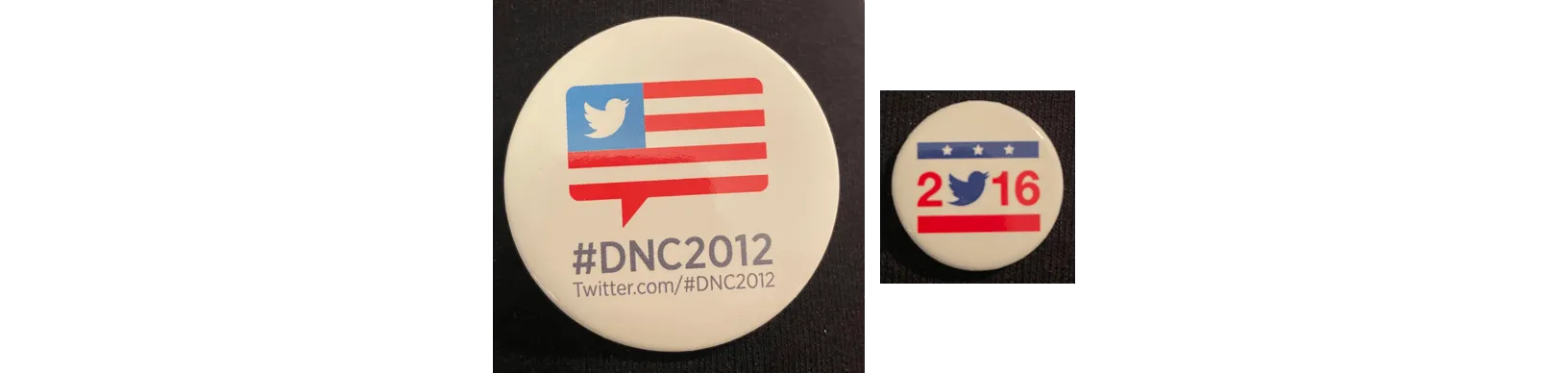 Uma breve história da mídia por meio de distintivos de convenções políticas' width='1632' height='388' title=