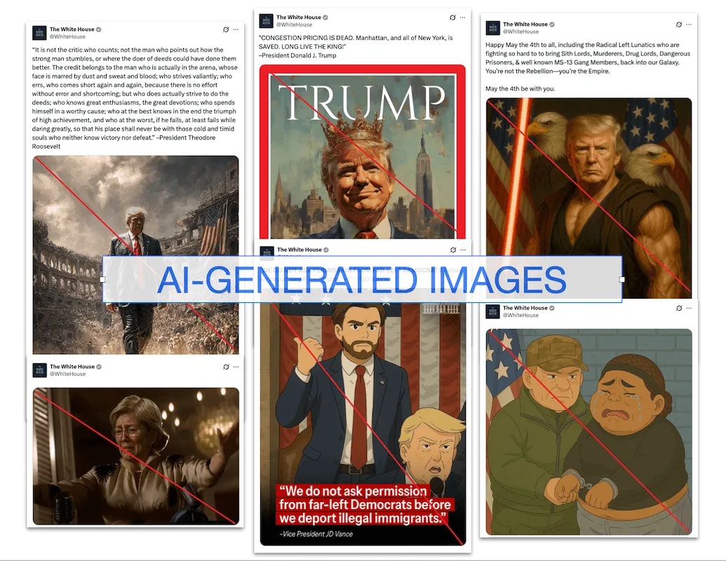 La Maison Blanche de Trump teste les limites des messages politiques basés sur l’IA' width='1035' height='800' title=