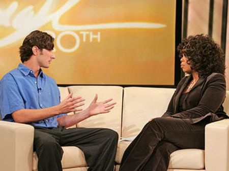 Dan Broderick's son, Rhett during an interview with Oprah Winfrey.