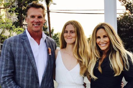   da sinistra, l'ex lanciatore dei California Angels, Chuck Finley, sua figlia, Raine Finley, e l'attrice Tawny Kitaen.