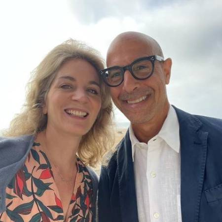 O ator americano Stanley Tucci e sua segunda esposa Felicity Blunt