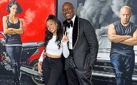 Shayla Somer Gibson y su padre en el estreno de F9