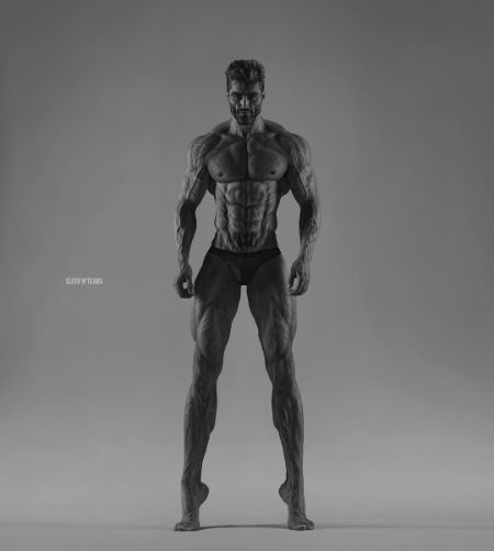 O modelo russo Ernest Khalimov, mais conhecido como Gigachad
