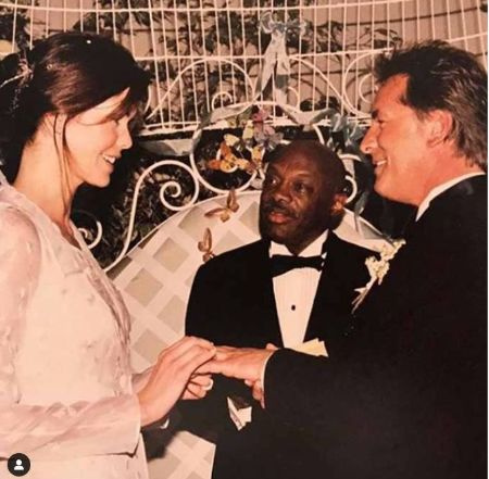 Kelley Phleger con su esposo Don Johnson el día de la boda