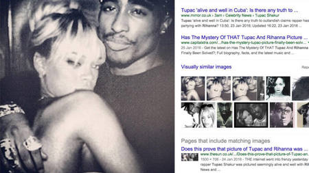   Rihanna fue vista una vez con un hombre que parecía ser el difunto rapero y cantante Tupac.