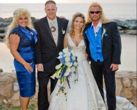   Brahman Bo Galanti und seine Frau Lyssa mit ihren Eltern am Hochzeitstag