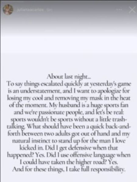   Il comproprietario di RNDC, Chris' wife, Juliana apology message.