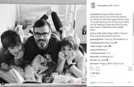 Rea Seehorn's fiance Graham with his children from ex-wife