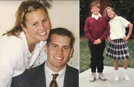 Sete vezes campeão do Superbowl Tom Brady com sua irmã, Julie Brady.