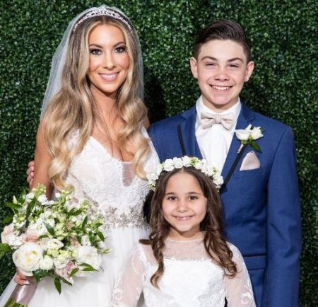 Pablo D's daughter Amabella with her mother, Amanda and her step brother; Amanda is married to her new husband
