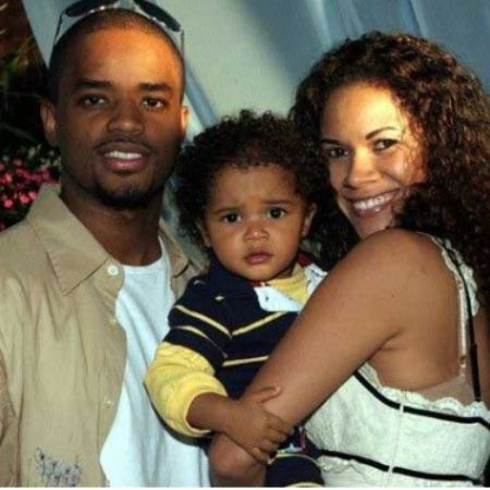   Larenz Tate e sua moglie Tomasina Parrott con il loro bambino