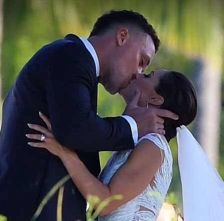   La star della MLB Aaron Judge con la sua sposa Samantha Bracksieck nel giorno del matrimonio
