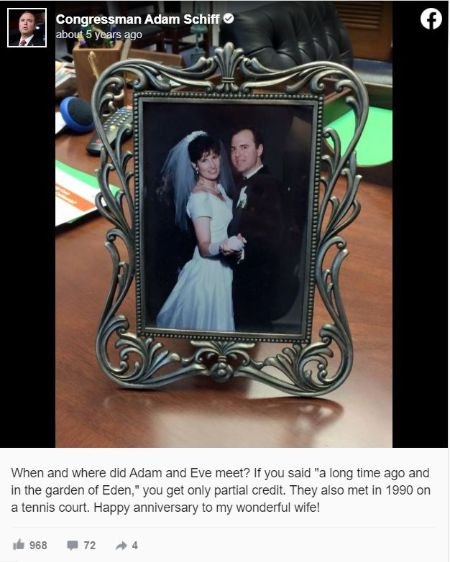   Adam Schiff's Beautiful Post About The First Meeting With His Wife Eve Schiff