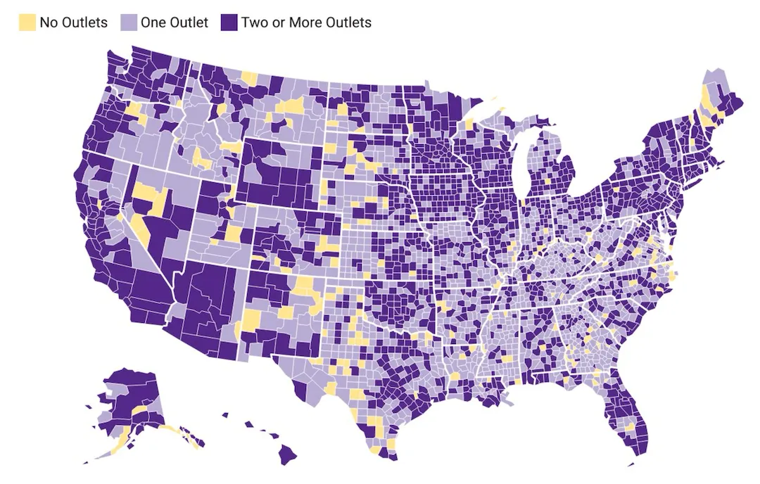 Laut einer neuen Studie von Medill haben im vergangenen Jahr alarmierend viele unabhängige Verlage und kleine Ketten Zeitungen geschlossen