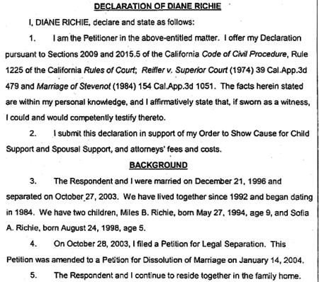   Documento de divorcio de la esposa de Lionel Richie