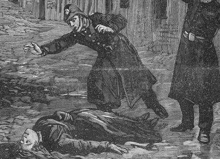 El arte conceptual de la policía del Reino Unido que descubre a la víctima de Jack The Ripper a fines de la década de 1880.