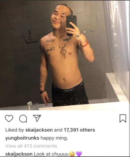 Skai Jackson comentó en la publicación de Instagram de Kid Trunk.