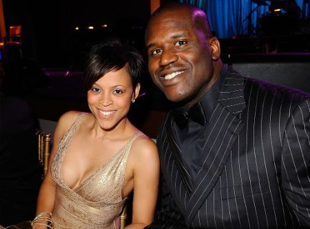 Shaquille O'Neal with his second wife, Shaunie O'Neal.