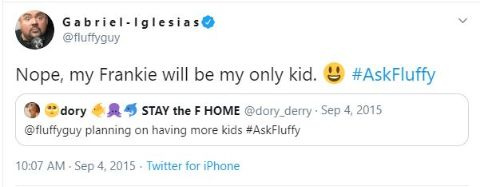   El padre comediante tuitea diciendo que Frankie será su único hijo