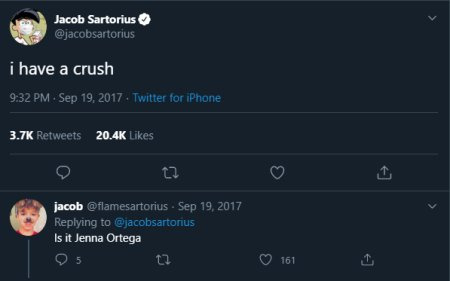 Um tweet de Jacob Sartorious.