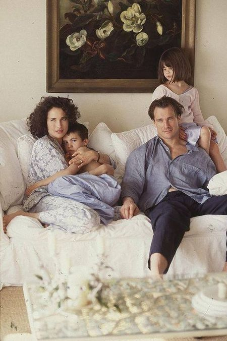   Andie MacDowell con Justin Qualley, Paul Qualley y Rainey Qualley.