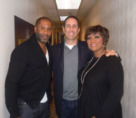 Pati e Eduardo's son, Zuri with Jerry Seinfeld backstage at the taping of NBC's The Marriage Ref in Dec 2010.