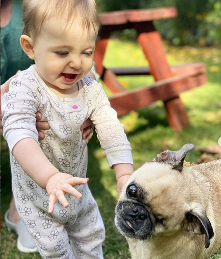Laura Cleri's son and puppy Avocado