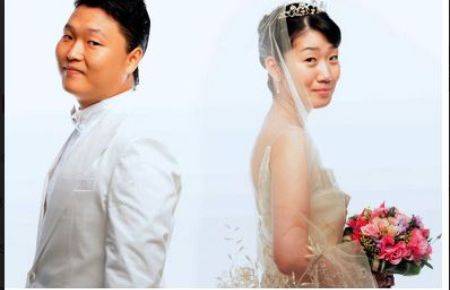 O hit de 2012 do cantor Gangnam Style PSY e sua esposa Yoo Hye-Yeon.