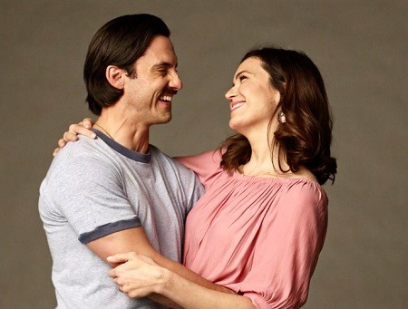 Milo Ventimiglia's wife Mandy Moore but in only TV series This Is Us.