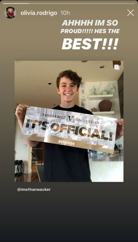   olivia's story about Ethan on Instagram.