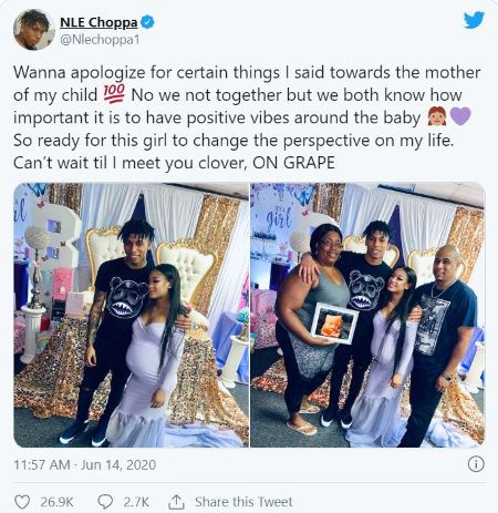   NLE Choppa Freundin Mariah schwanger mit ihrer Tochter