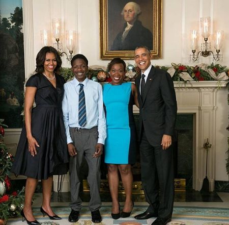   Joy Reid e i suoi figli con l'ex presidente Barack Obama