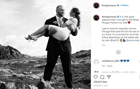 O marido de Kelsey Henson, Hafthor Bjornsson, está casado há quase dois anos.