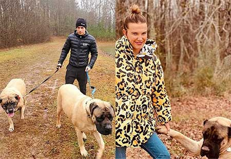 Millie Bobby Brown y su novio Joseph Robinson disfrutaron de un paseo de perros