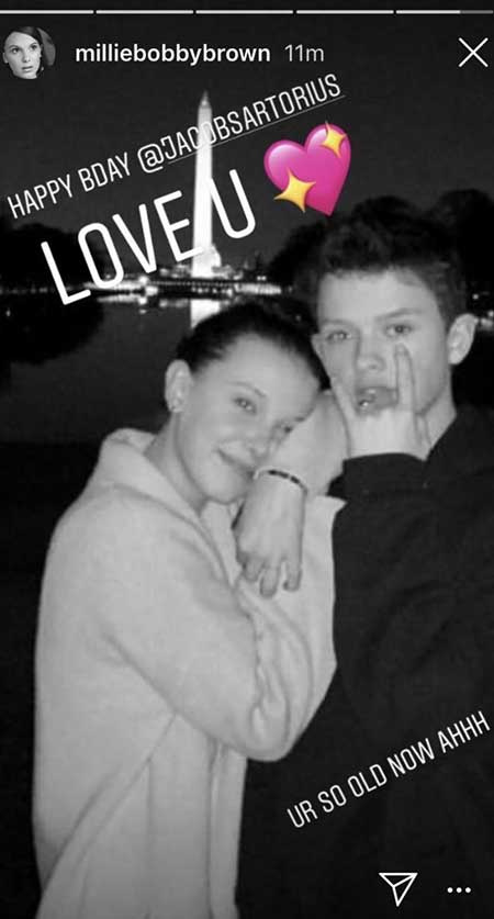 Millie Bobby Brown deseó feliz cumpleaños a Jacob Sartorius en las historias de Instagram