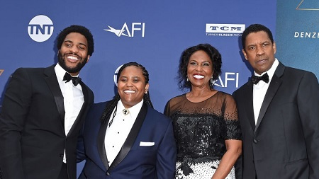 Katia, hija de Denzel Washington, hijo y esposa.