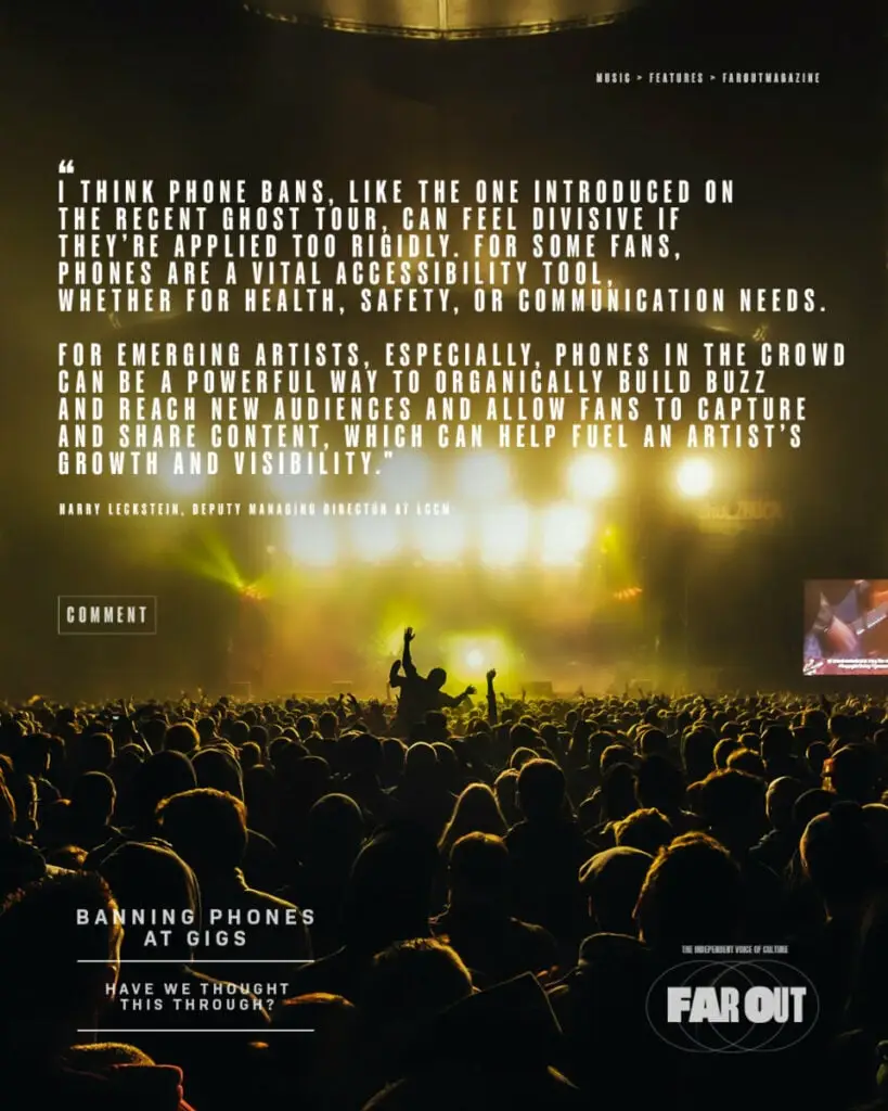 Banning phones at gigs- Have we thought this through? - 2025 - Far Out Magazine (QUOTE 02)