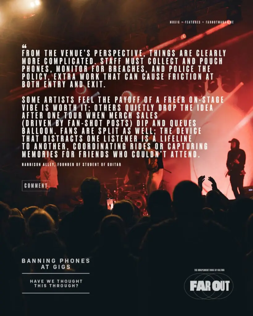 Banning phones at gigs- Have we thought this through? - 2025