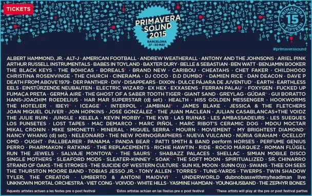 Primavera Sound anuncia la alineación 2015