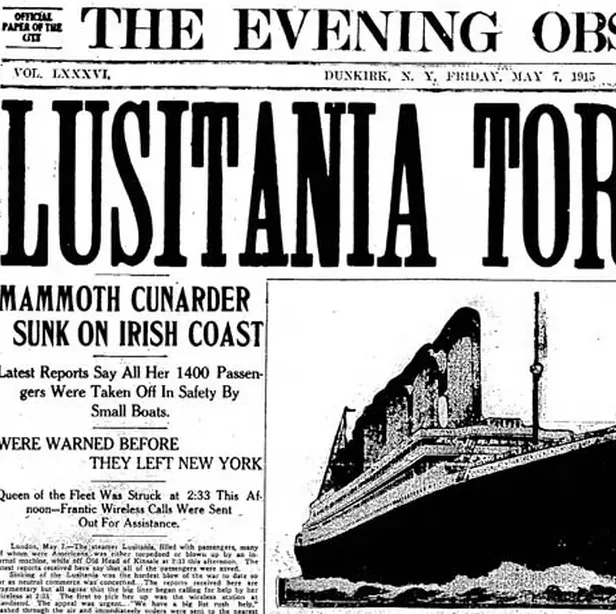 Today in Media History: 100 years ago the press reported on the sinking of the Lusitania' decoding='async' fetchpriority='high