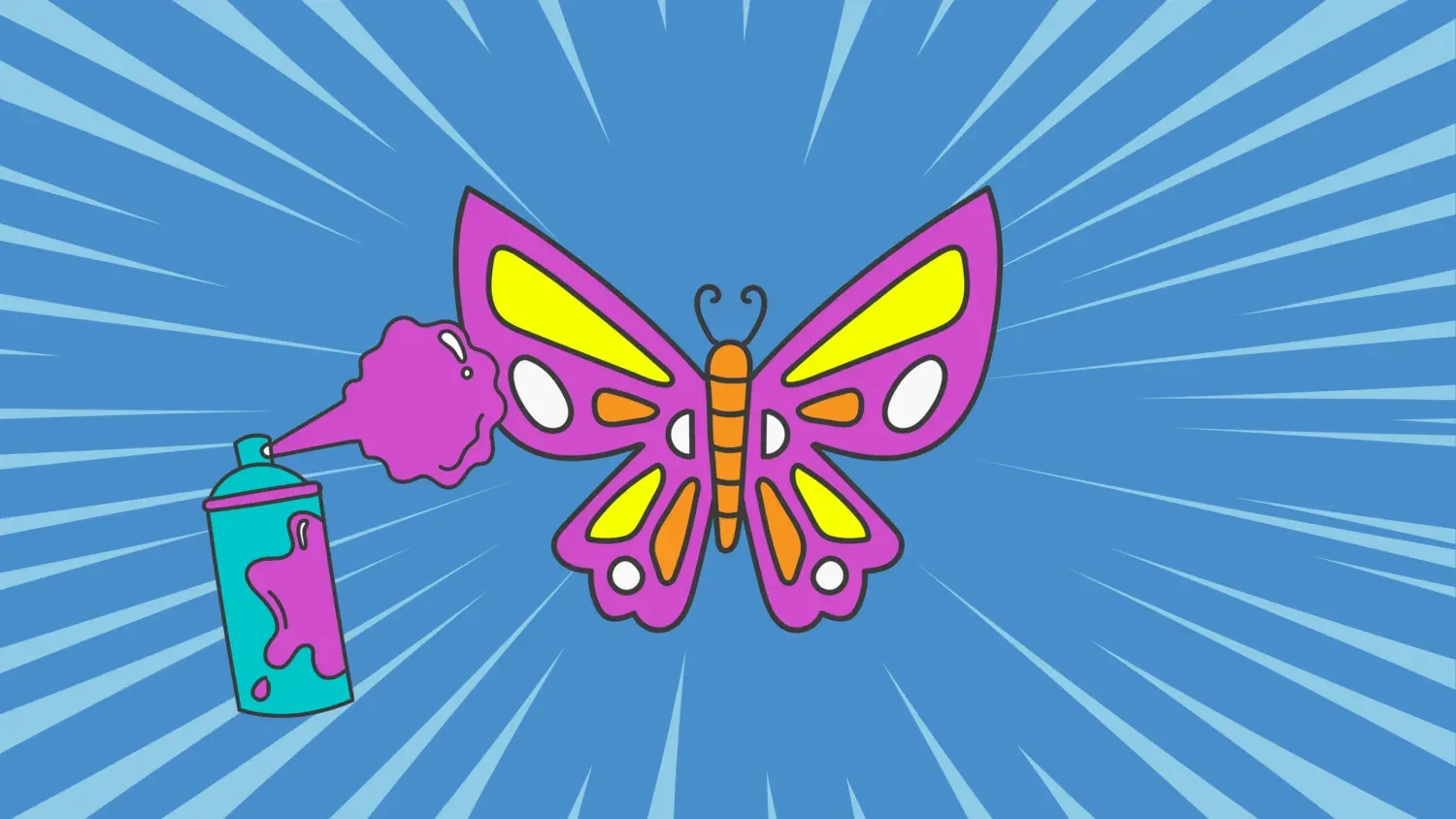 an illustration of a butterfly and a spray paint can' decoding='async' fetchpriority='high