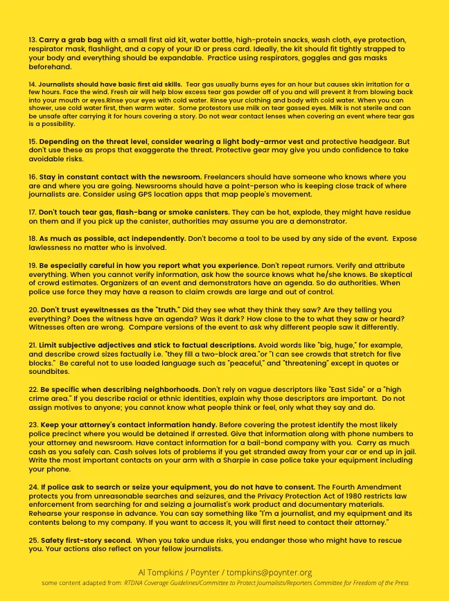 25 diretrizes para jornalistas cobrirem distúrbios com segurança' width='648' height='868' title=